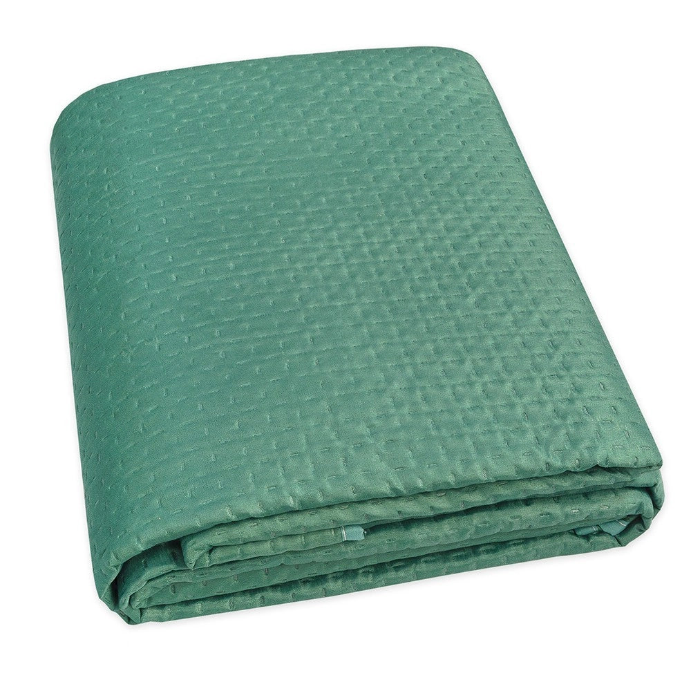 Trapunta Double Face 200x255 cm Coperta Morbida Copriletto Tinta Unita Verde