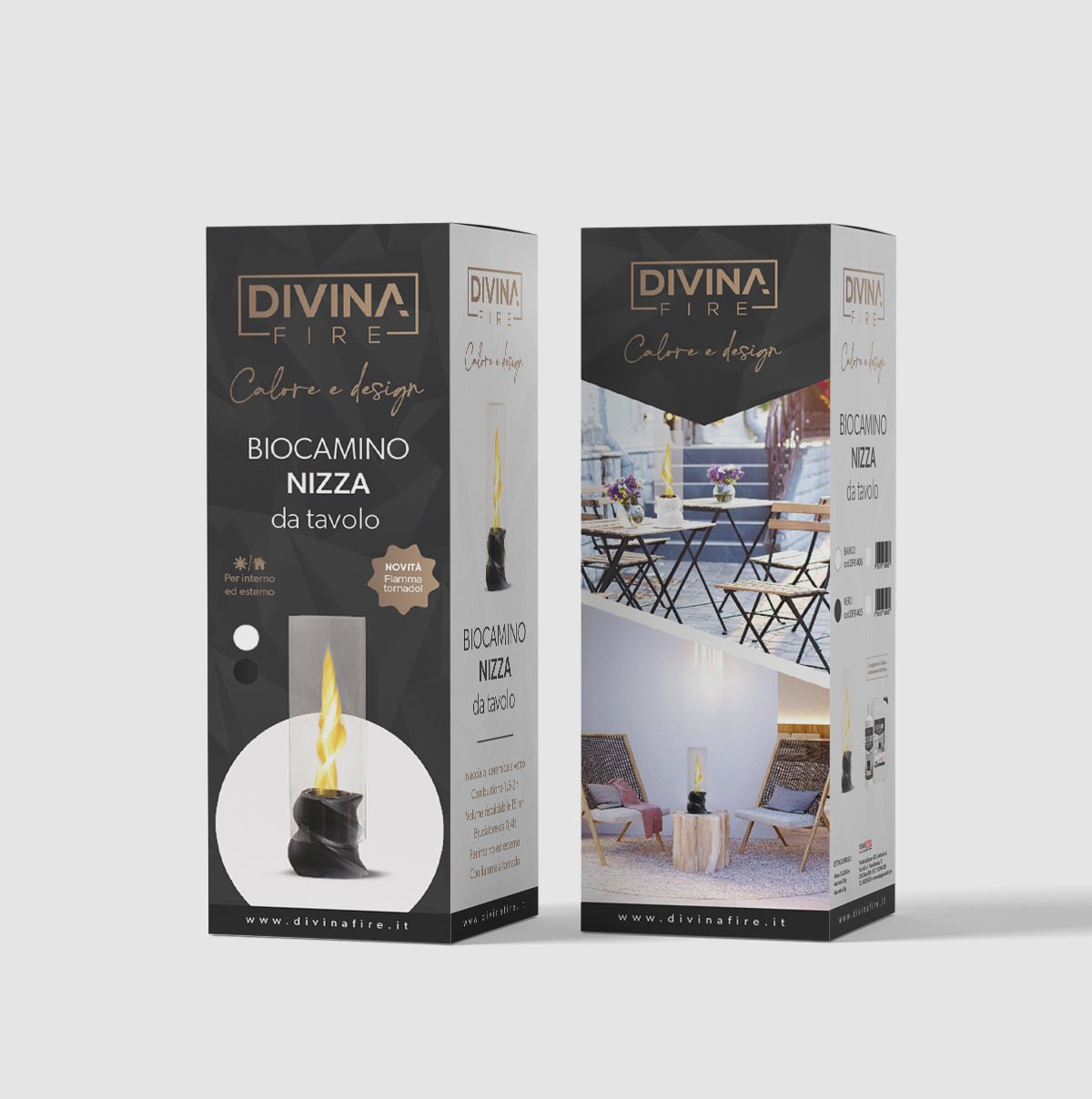 Camino a bioetanolo biocamino da tavolo d.14,5x46,5 interno esterno - NIZZA