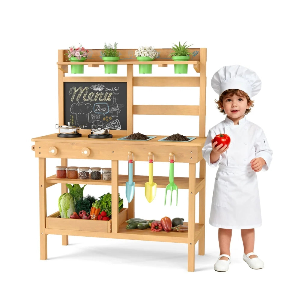 Cucina giocattolo con rubinetto e lavello removibile 79 x 32 x 95 cm design educativo e pratico in legno naturale 20_0018885