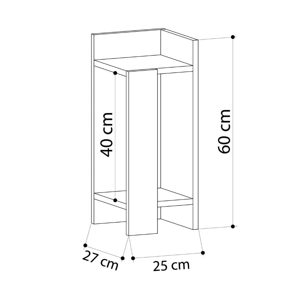 Tavolino comodino di design Elos 25x27x60h destro colore nero