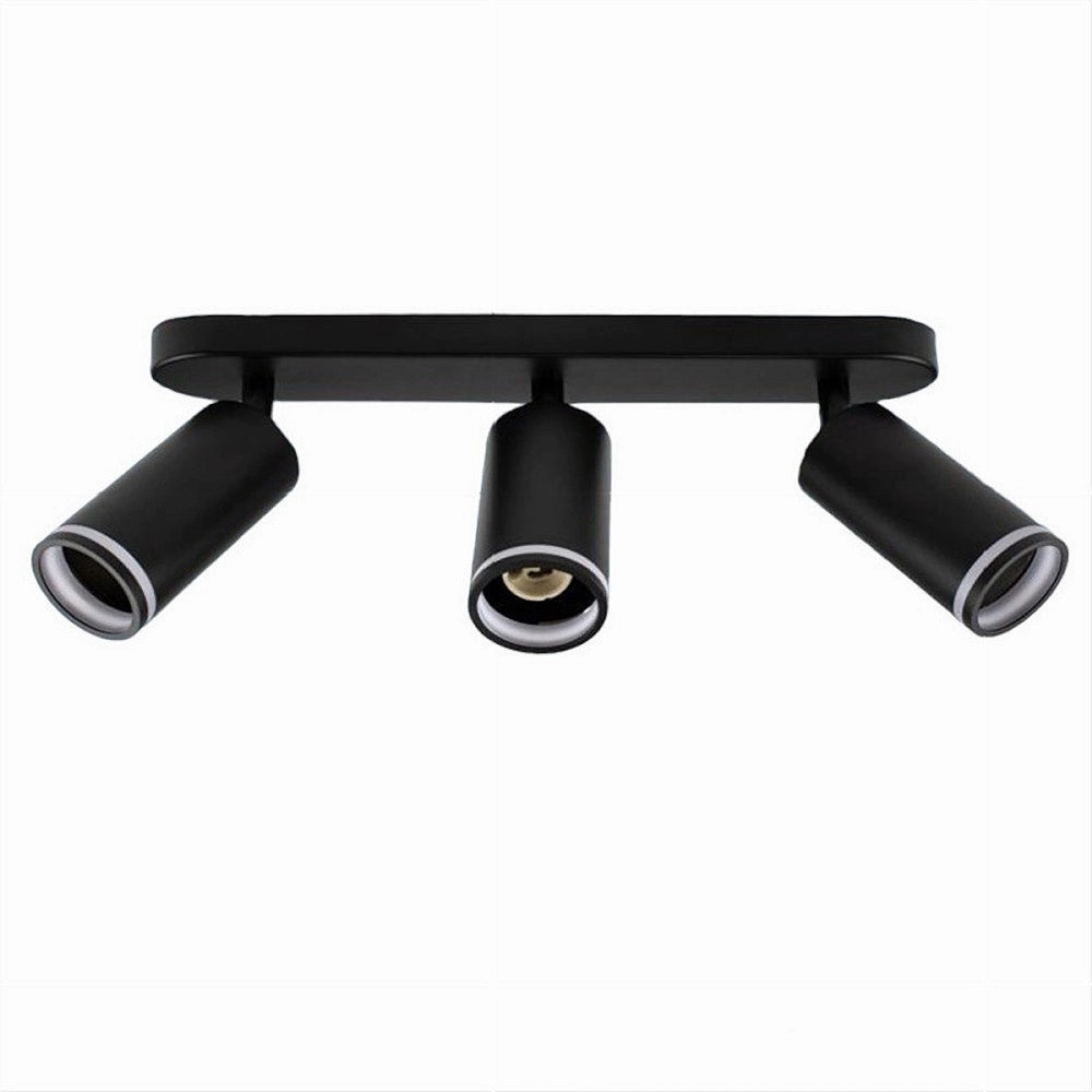Trade Shop - Applique Plafoniera Orientabile Da Soffitto Parete 3 Diffusori Lampada Gu10 Ts-3 - Nero