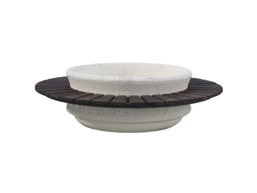 Fioriera Selene 1644 Giochipark calcestruzzo finto marmo panca legno A~170x65h