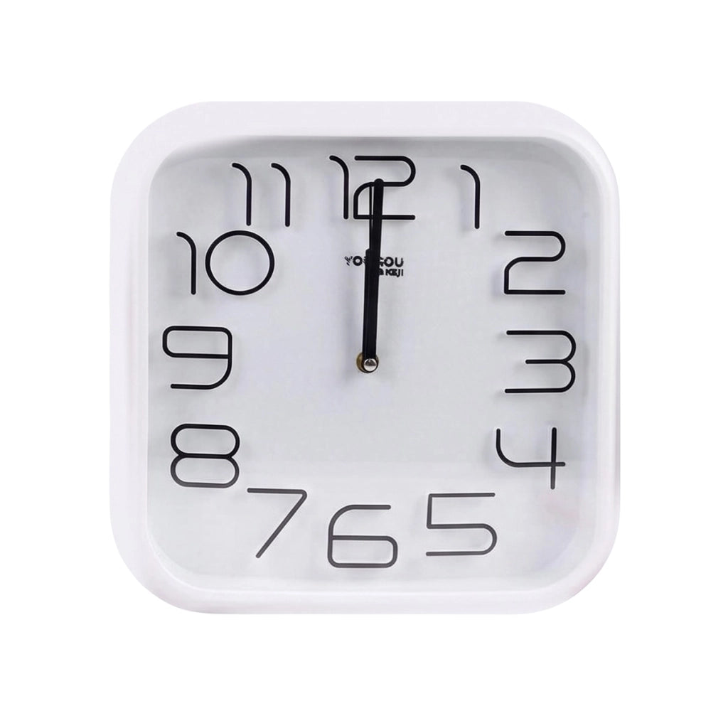 Orologio da Parete Quadrato con Meccanismo Silenzioso 33x33cm Bianco Avizar