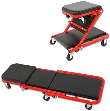 Carrello/Carrellino/Lettino sottoauto 2 in 1 Sgabello da Officina Lettino Riparazioni Max 150 kg per Meccanico/Officina con materassino e poggia Testa