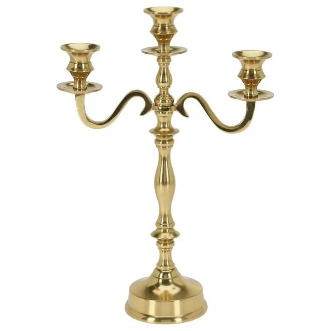 CANDELIERE A 3 POSTI H39CM ORO IN ALLUMINIO