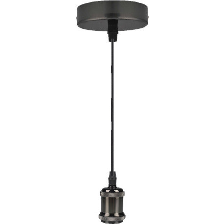 PENDEL VINTAGE 109CM E27 CROMO SCURO CAVO TRECCIA