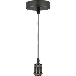 PENDEL VINTAGE 109CM E27 CROMO SCURO CAVO TRECCIA