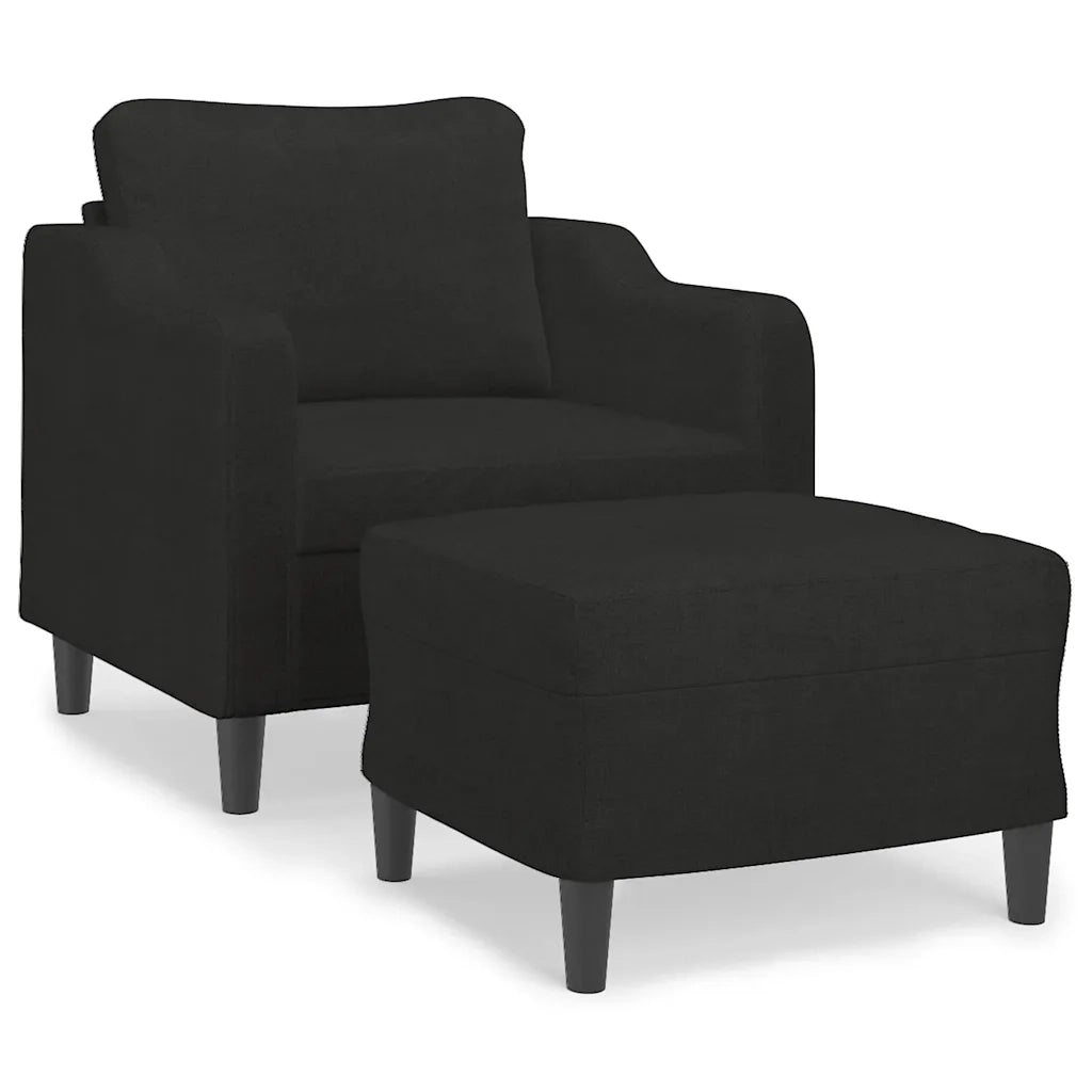 Poltrona | Sedia Relax con Poggiapiedi Nero 60 cm in Tessuto
