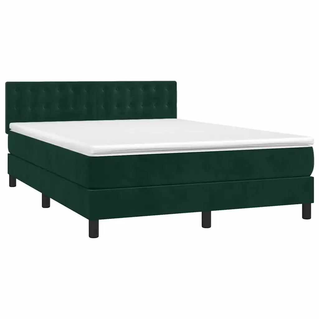 Giroletto a Molle con Materasso Verde Scuro 140x190 cm Velluto 3141542
