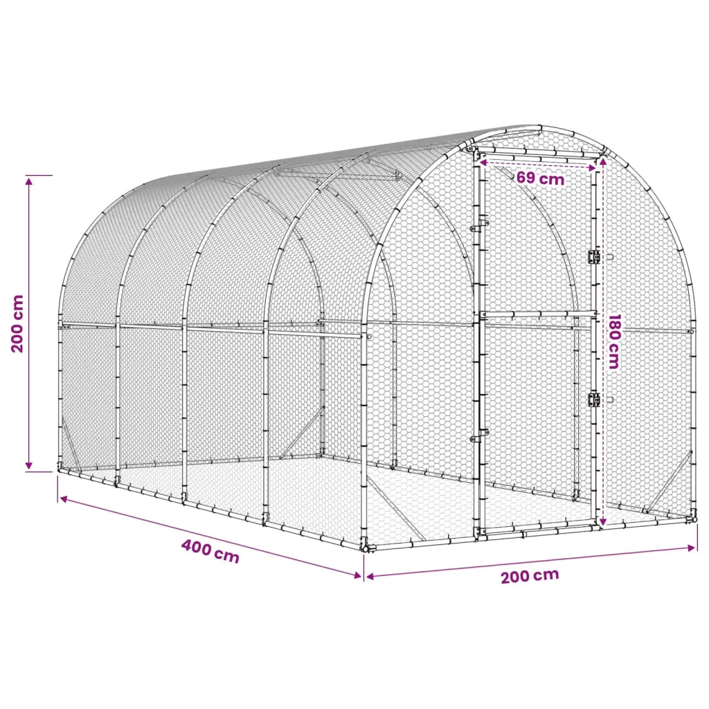 Pollaio Argento 400 x 200 x 200 cm Acciaio zincato 3434676