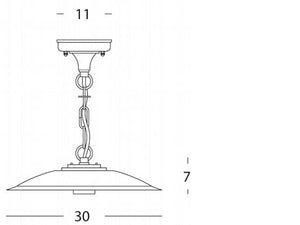 Lampada Sospesa Piccola Colore Grigio per Esterno Linea Piatto Antico Sovil