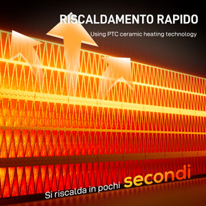 Termoventilatore in ABS e PTC da 2000W con Telecomando Oscillazione e Timer 30x22x82.5 cm Bianco