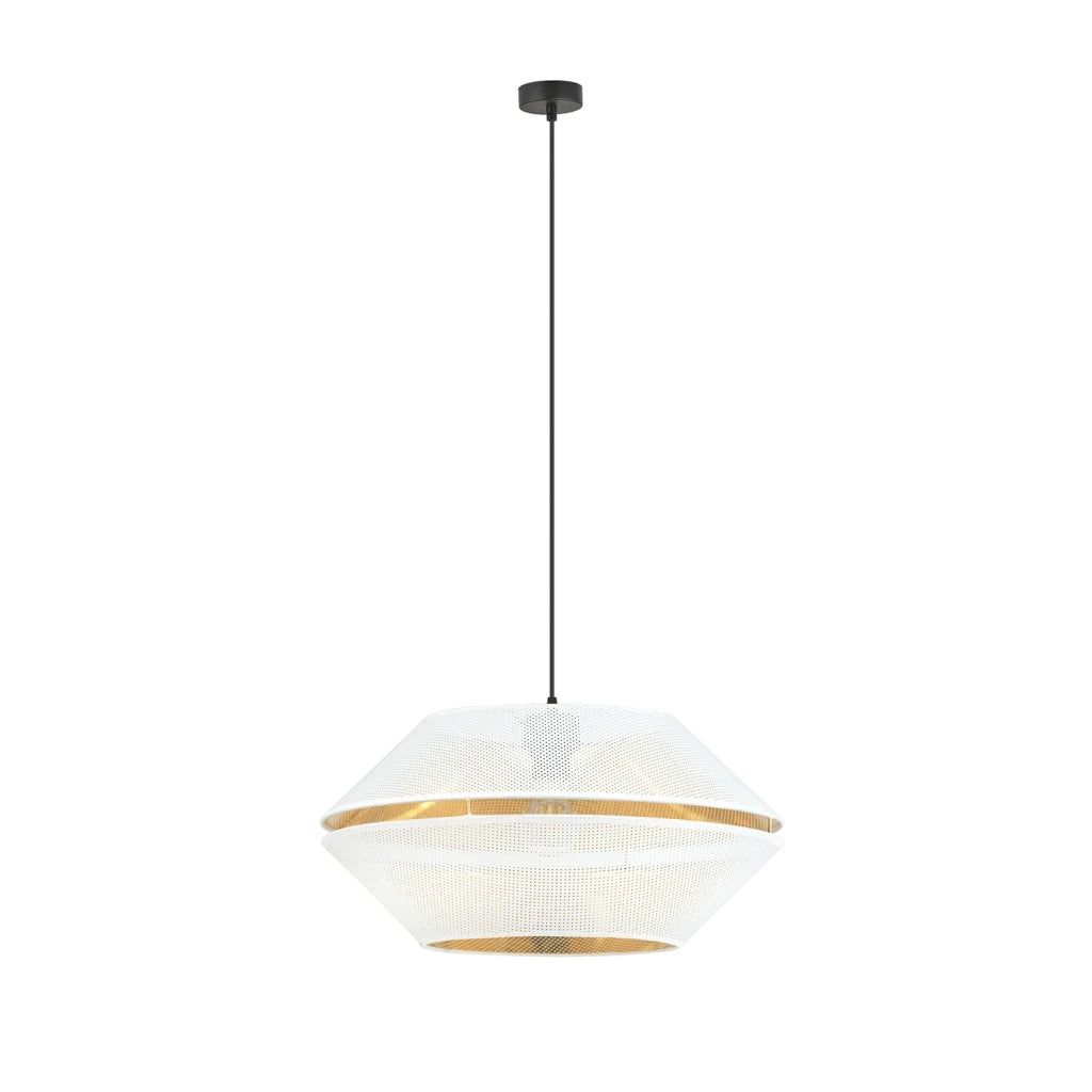 Sospensione Contemporanea 1 Luce Enea In Metallo Bianco E Oro