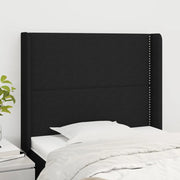 Testiera ad Orecchio-Testata con Orecchie Nera 93x16x118/128 cm in Tessuto 193679