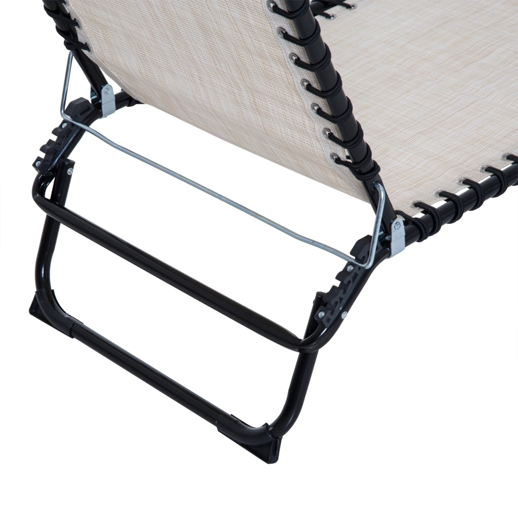 Lettino prendisole pieghevole con schienale regolabile in 4 posizioni in acciaio colore beige.