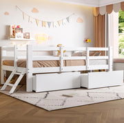 Letto a piattaforma 90x200 cm con 2 cassetti in MDF e compensato bianco