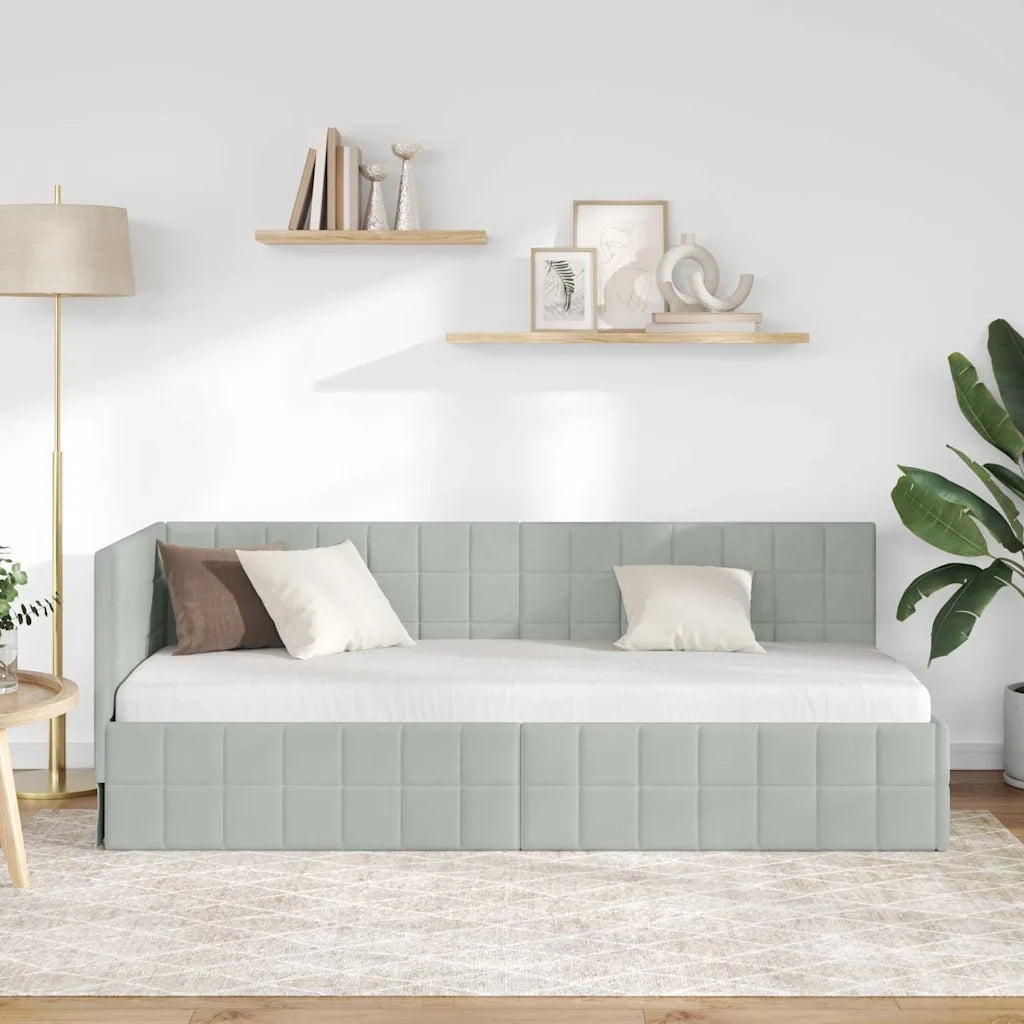 Letto singolo | Letto per adulti | Cornice del letto ad angolo Grigio chiaro 80 cm x 200 cm