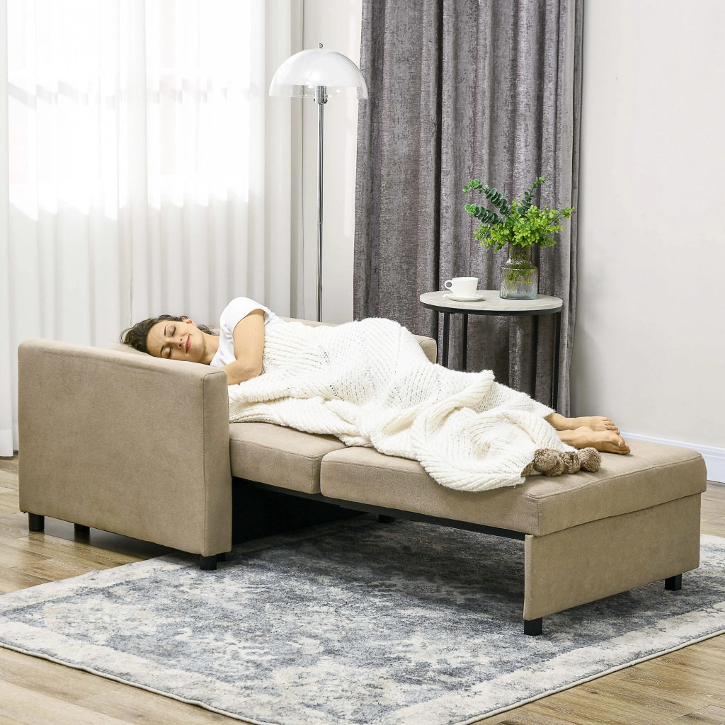 Poltrona Letto in Tessuto Effetto Velluto Marrone Chiaro ¨C Xylo ¨C 100x98x88 cm con 2 Cuscini