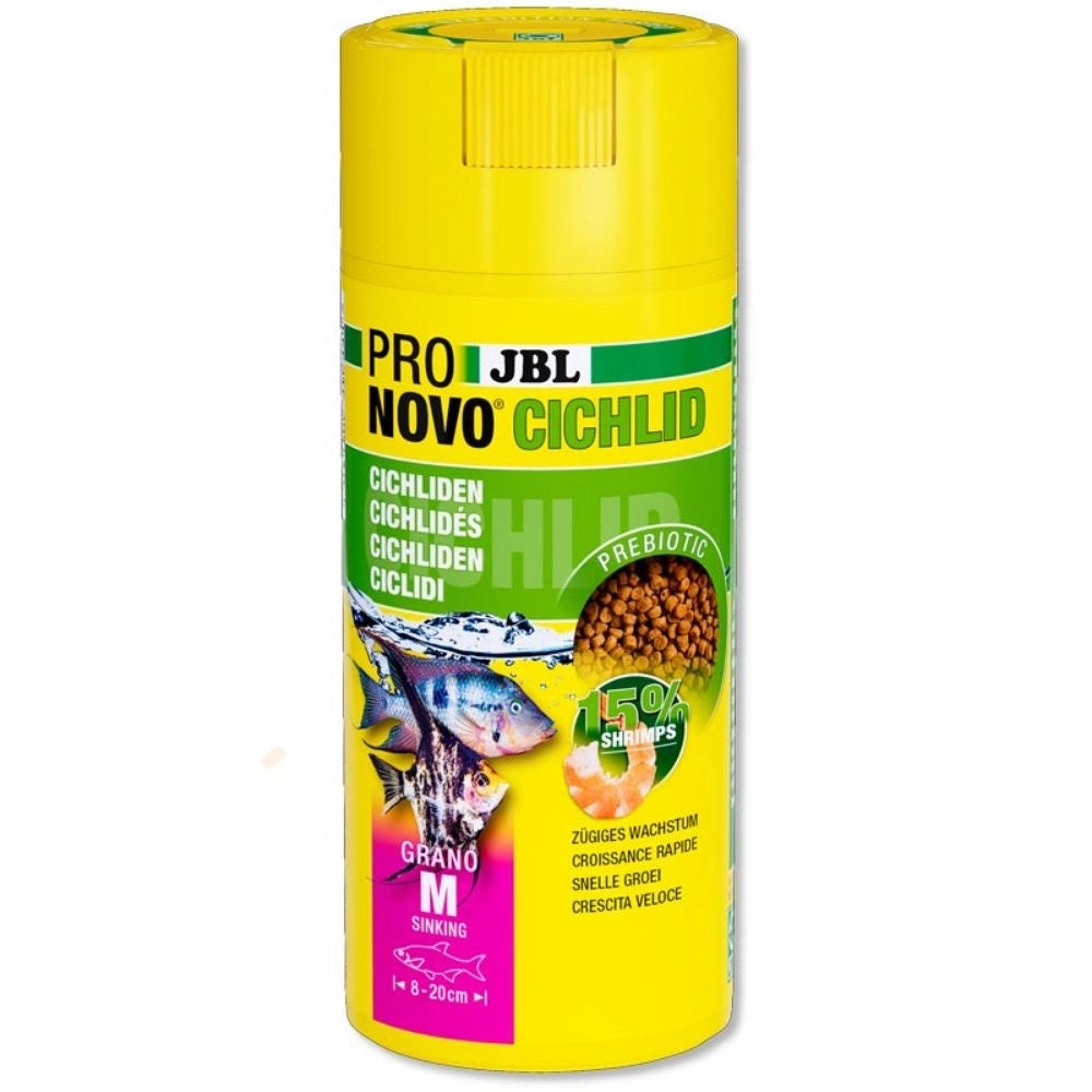 JBL ProNovo Cichlid Grano M - Mangime base in granuli per Ciclidi da 8 a 20cm Formato: 250 ml