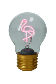 Lampadina in vetro con fenicottero