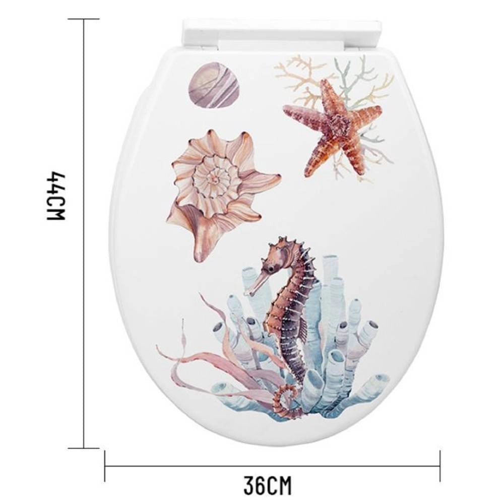 Trade Shop - Copriwater Universale In Plastica Super Resistente 44x36cm Decorazioni Marine -