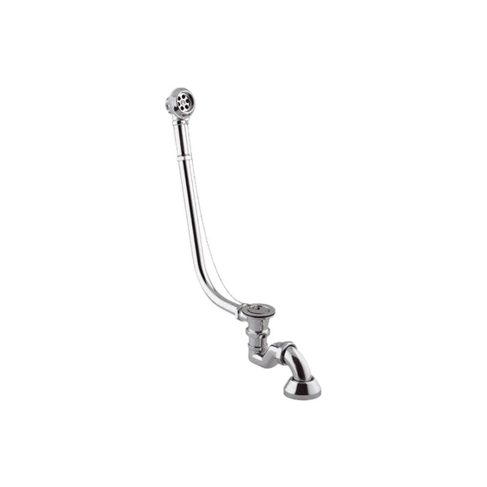 Colonna di scarico con sifone per vasca con tubo in rame cromato, tutta cromata