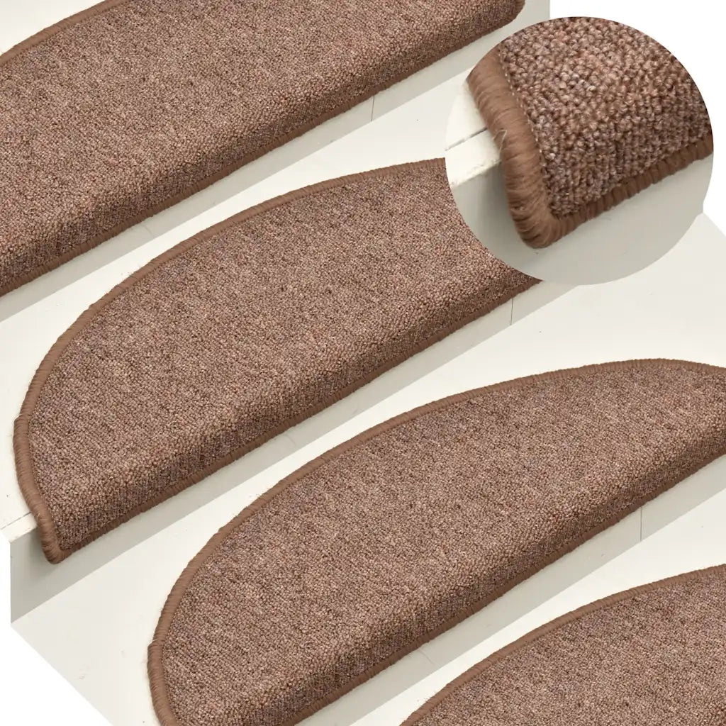 Tappetini per scale 30 pz 56x17x3 cm Marrone Semicircolari 3365744
