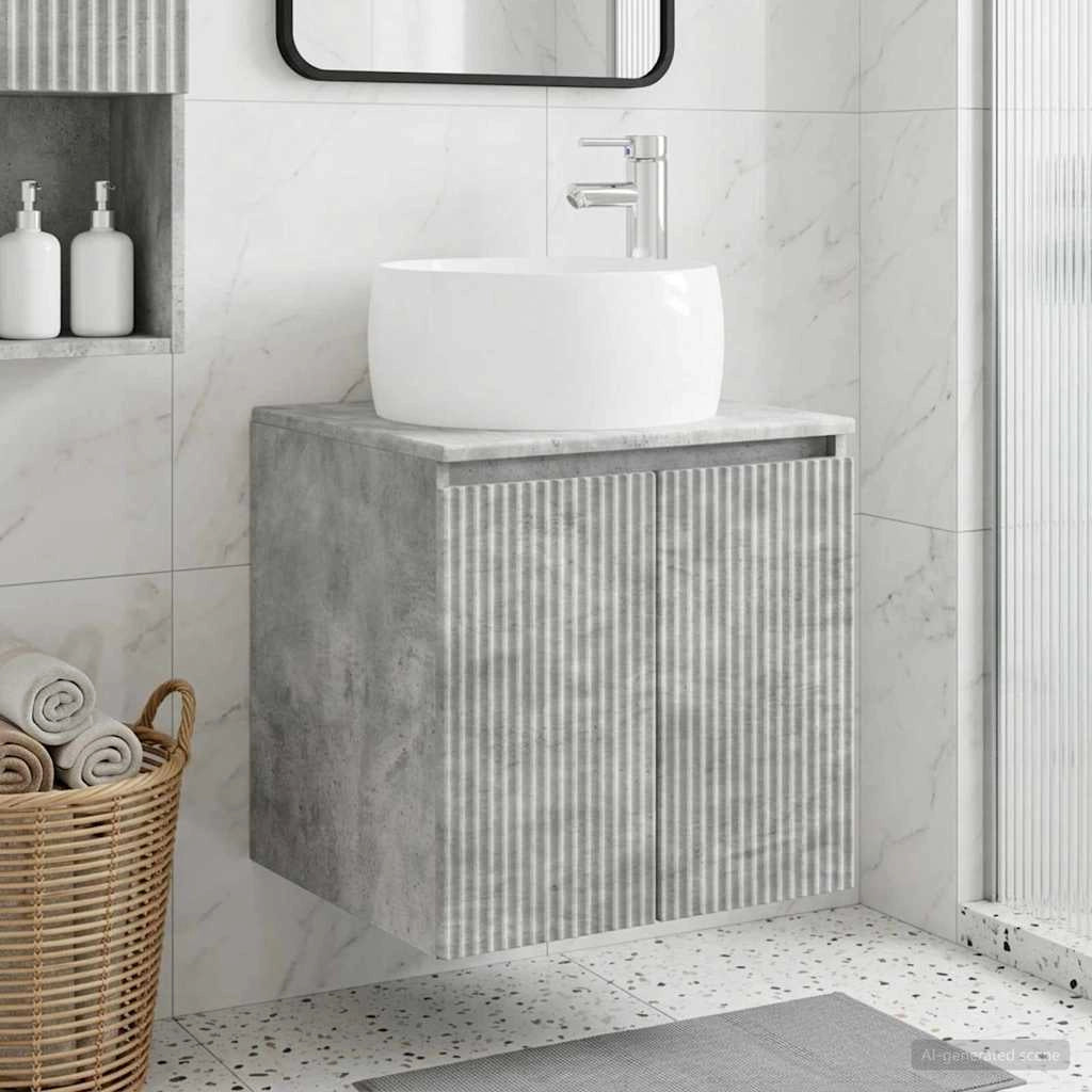 Mobile Lavabo da Parete Grigio Cemento 49,5 x 44,5 x 66 cm 890455