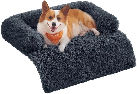 Cuscino per Cani Plush, Coperta per Cani, Protezione per Divano per Cani, Cuscino per Cani, Dimensione L, per Cani di Dimensione Media, 95 x 85 x 16 cm, Grigio Scuro PGW222G02