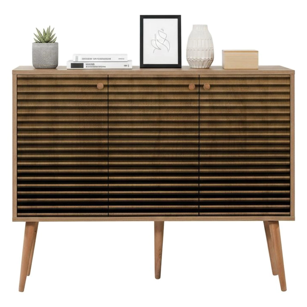 Credenza Arzumia, Buffet da soggiorno, Madia da salotto, Dispensa da cucina, 120x36h90 cm, Quercia