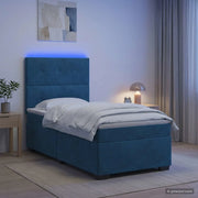 Letto box spring con materasso Blu 100 x 200 cm Velluto 3455052