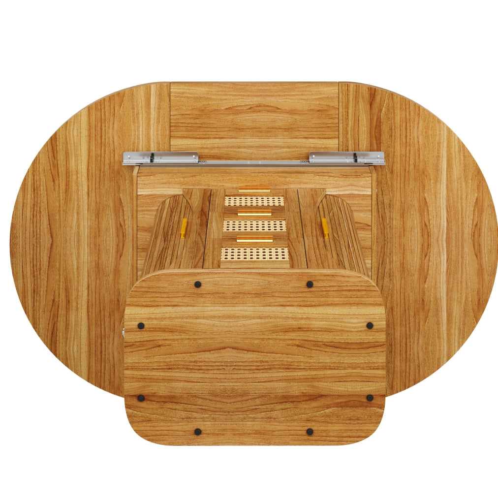 Tavolo da pranzo estensibile 118x118x77.1 cm con spazio contenitore; MDF; naturale