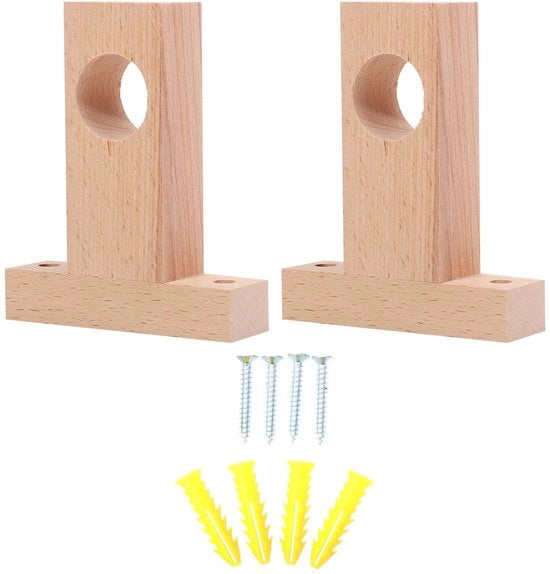 Accessorio per tenda da doccia in legno - Tenda da doccia accessorio - Placca decorativa - 2 pezzi - 11,50 x 9,70 x 2,50 cm - Attacco per tenda