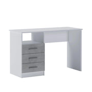 Scrivania con 3 Cassetti E Ripiano Lipsia Scrittoio da Studio o Ufficio Mobile Desk da Soggiorno Sala da Pranzo 120 x 72 x 48 cm Colore Bianco e Grigio Cemento