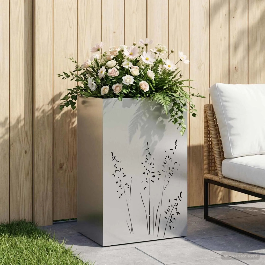 Vaso da giardino Argento 50 x 30 x 75 cm Acciaio zincato 8005788