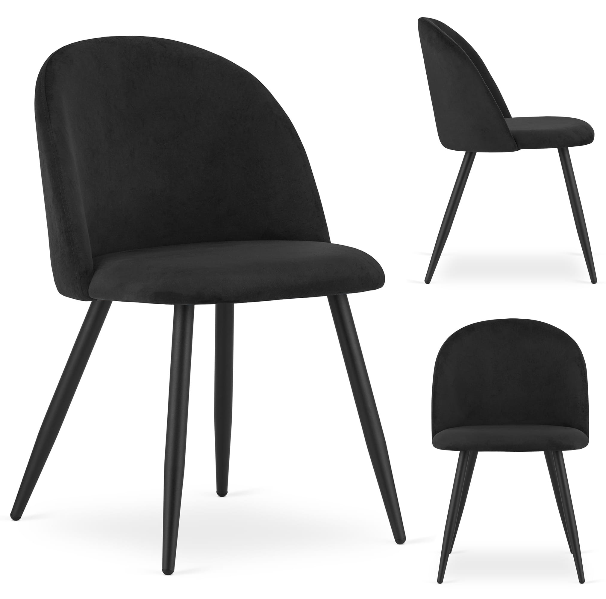 Valora Bello Chair Black Velvet Metal Legs Set di 2