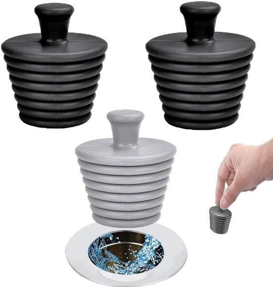Stop per vasca da bagno universale, 3 pezzi, stop per vasca da bagno in silicone, universale, stop per vasca da bagno, universale, stop per vasca da bagno in silicone, universale, colore nero e grigio