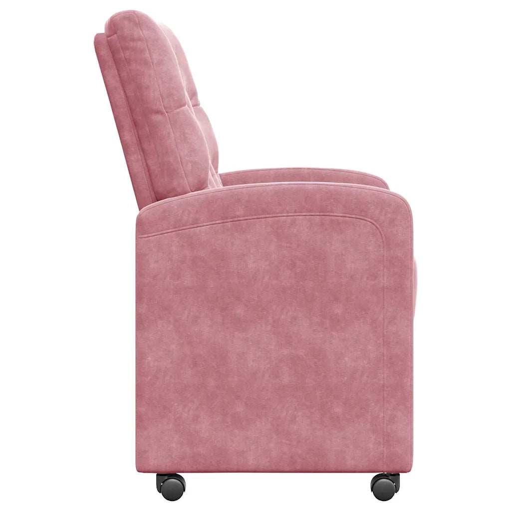 Sedie da Pranzo con Ruote 2 pcs Rosa 58 x 67 x 97 cm Velluto 42017869