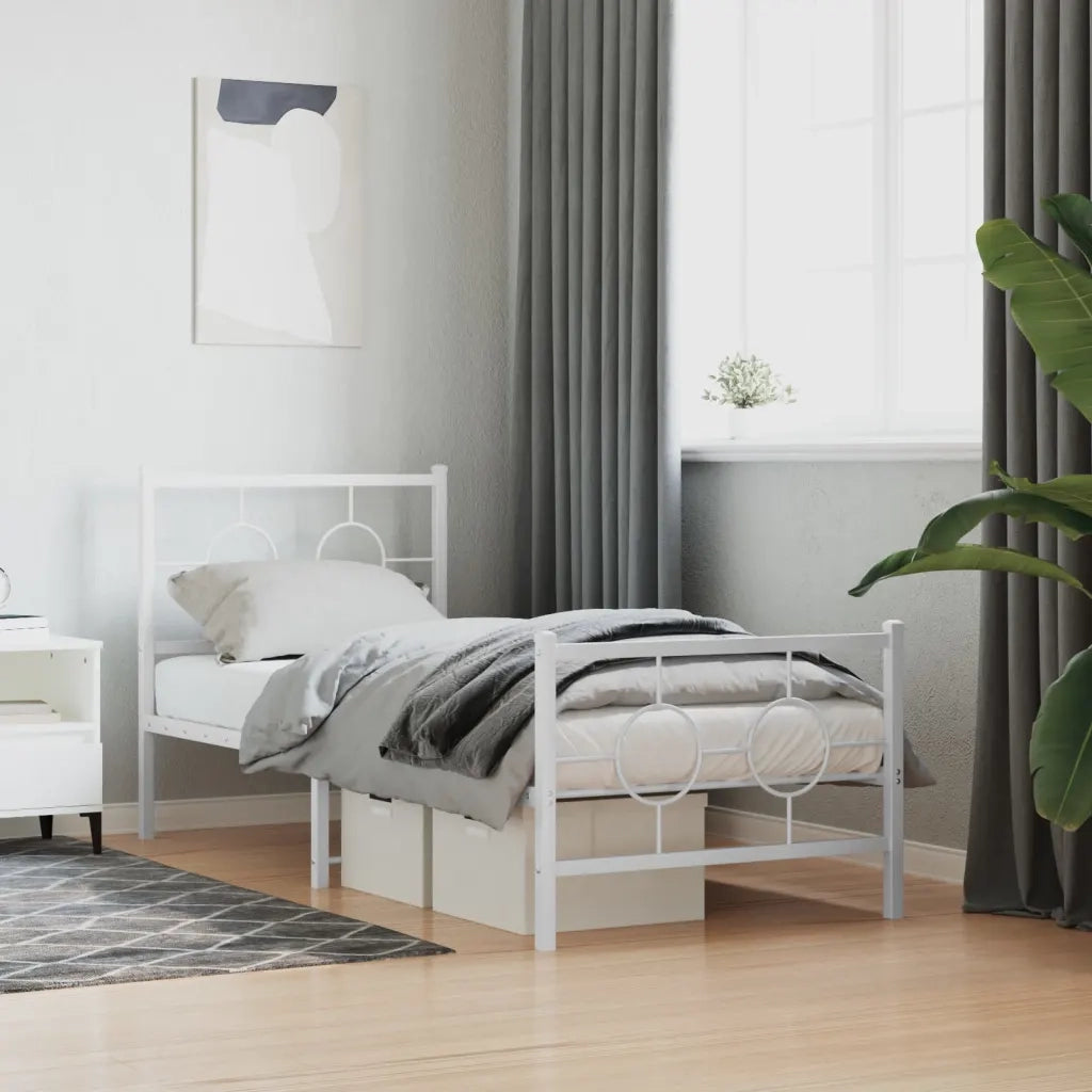 Giroletto con Testiera e Pediera-Struttura Letto Metallo Bianco 80x200 cm 661721