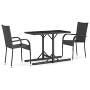 Set Mobili da Pranzo per Giardino 3 pz | Set Salotto da Giardino Nero
