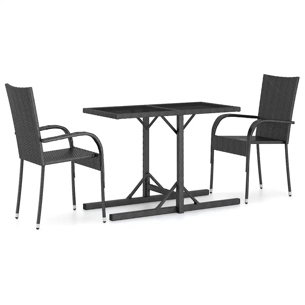Set Mobili da Pranzo per Giardino 3 pz | Set Salotto da Giardino Nero