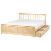 Letto con rete in pino MDF con contenitore 2 cassetti testata minimalista 160 x 200 cm marrone chiaro
