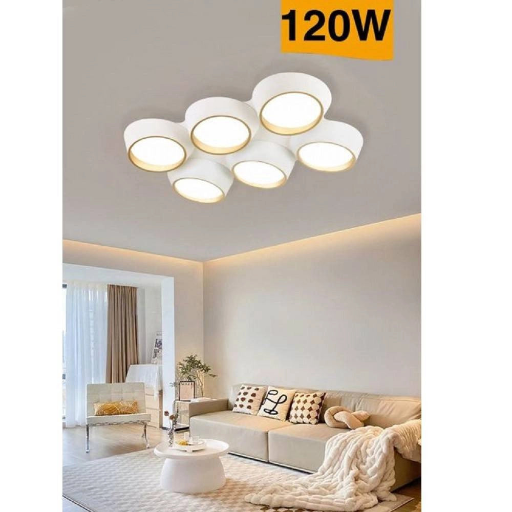 Trade Shop - Plafoniera A Led 120 W Soffitto 6 Cerchi Irregolari Luce 4000k 6500k 3000k C51-b -