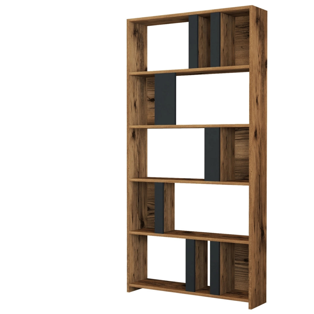 Libreria in legno "Lima" 90 x 20 x 180 cm - Noce