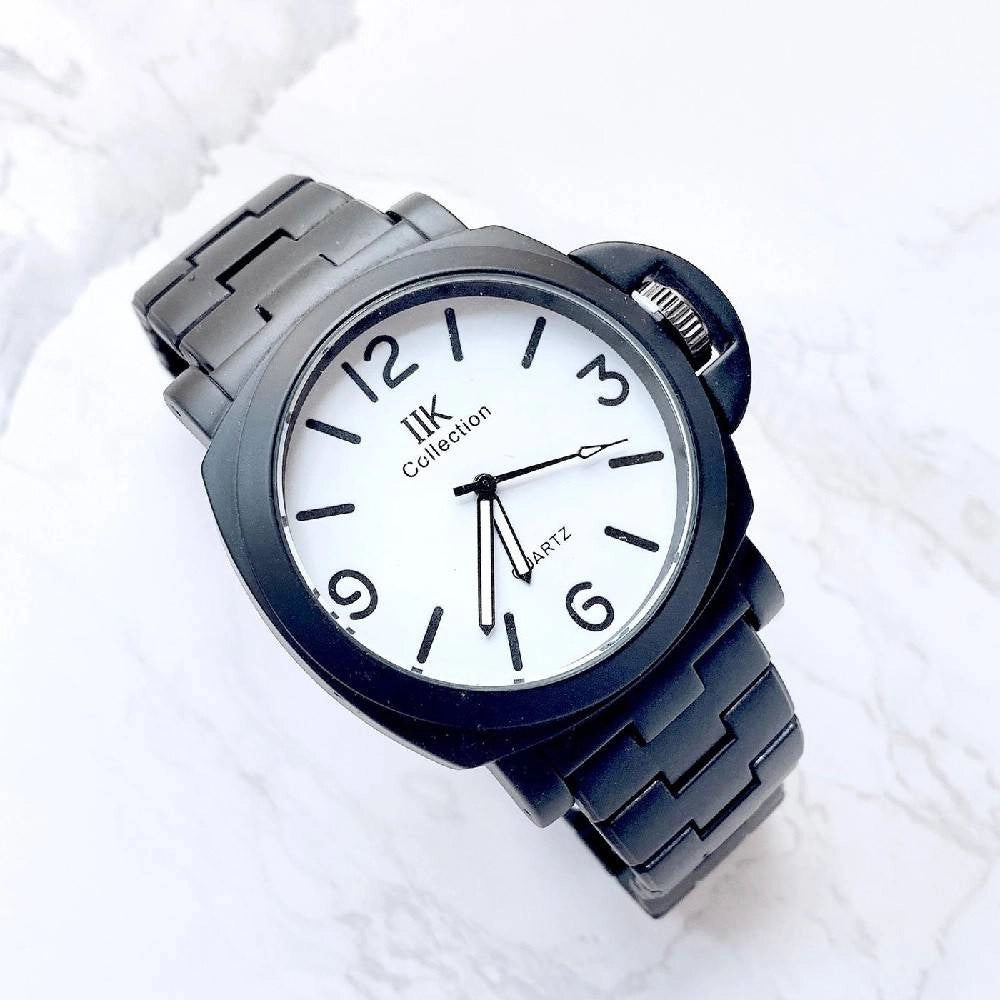 Trade Shop - Orologio Da Polso Ik Collection Uomo Analogico Quarzo Grande Nero Fondo Bianco -