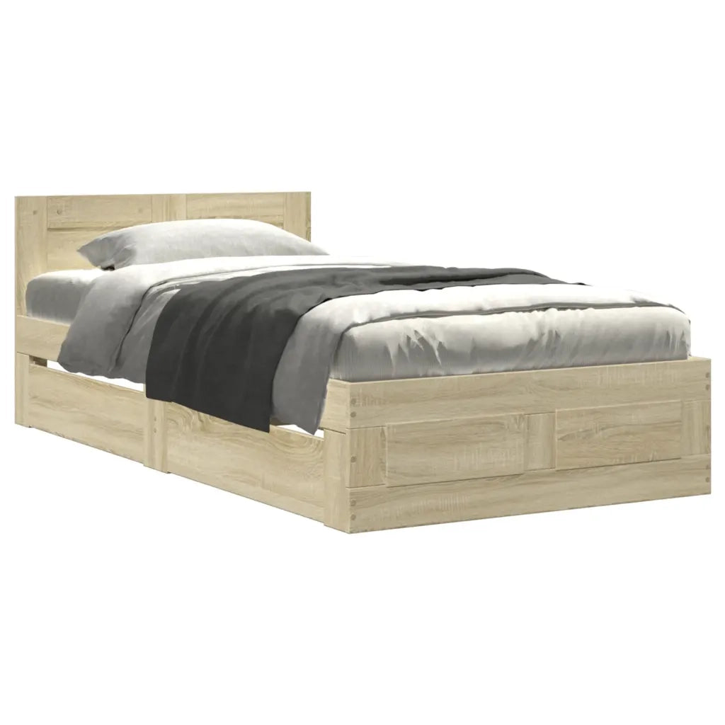 Giroletto con Testiera-Struttura Letto con testiera Rovere Sonoma 75x190cm Legno Multistrato 501887