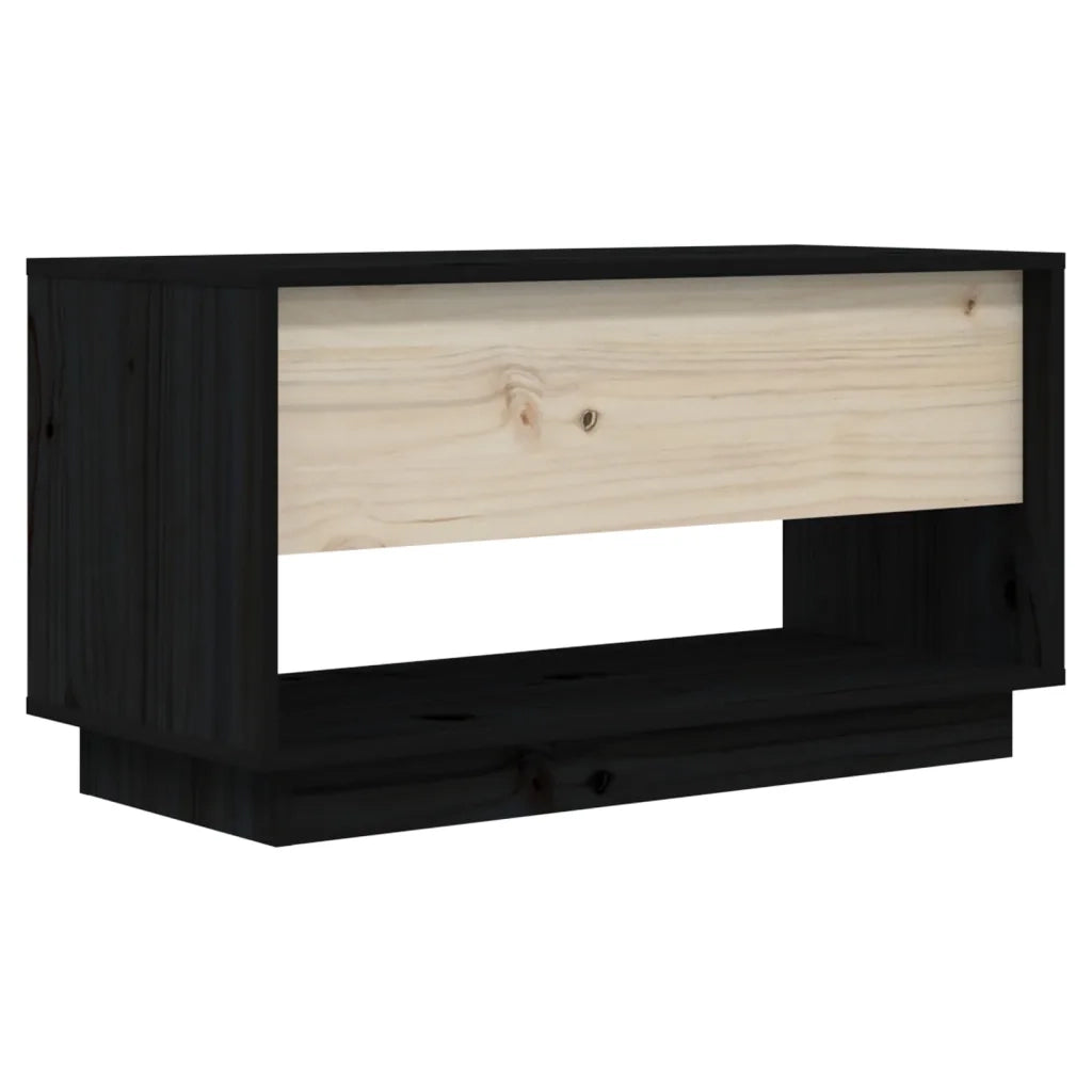 Mobile Porta TV Nero 74x34x40 cm in Legno Massello di Pino 813843