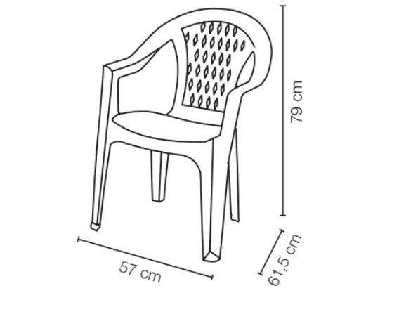 Tressi Set 4 Poltrone Polipropilene 57 x 61,5 x 79 cm con Braccioli Impilabili Antracite