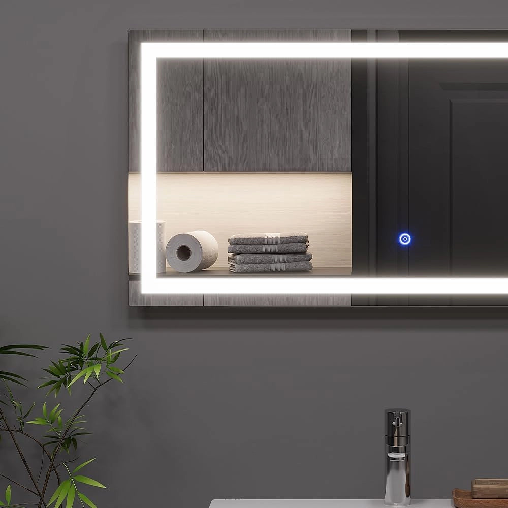 Specchio bagno Miral, Vetro, 40 x 80 cm con illuminazione frontale