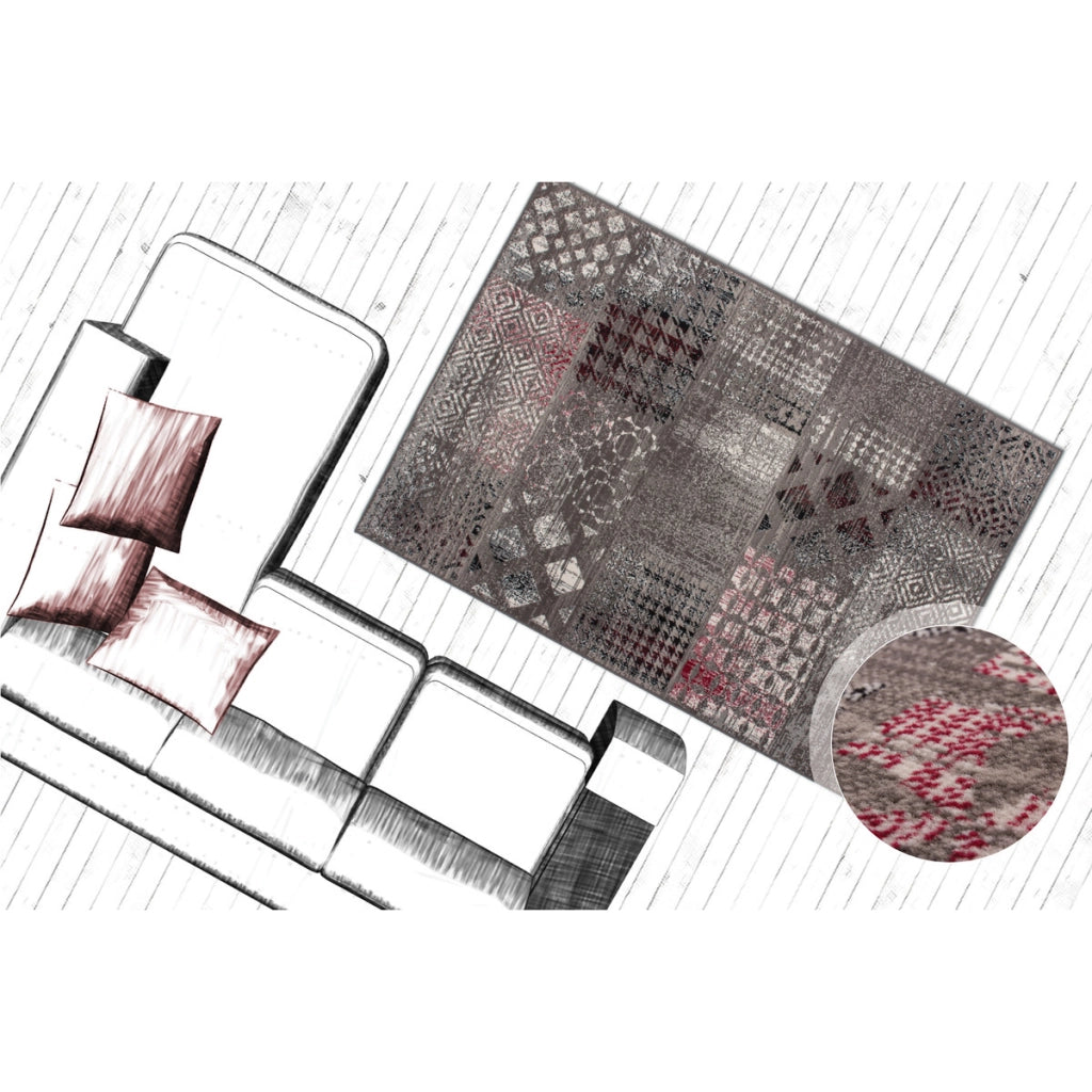 Tappeto moderno Funky 2029 grigio a pelo corto